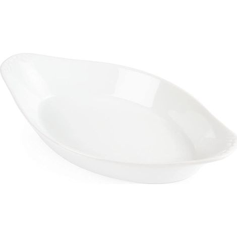 Plat ovale à oreilles Whiteware 26 cm, lot de 6 - Plat de cuisson blanc en porcelaine, assiette de service, compatible four, micro-ondes, lave-vaisselle et congélateur W440 (1/2)