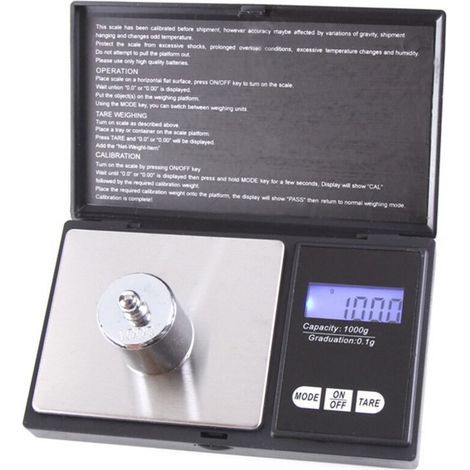 Digital scale, backlit LCD screen, precise measurement, electronic, for kitchen, jewelry, 1000 g/0.1 g (1/5)