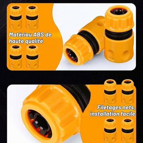 Raccord Robinet - Laiton Massif - 7 Pièces - Adapteur 1/2 Pouces et 3/4 Pouces - Pour Jardin Maison Nettoyage Auto - 7 Pièces (1/5)