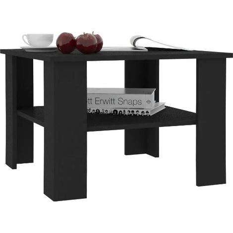 Table basse carrée 1 étagère bois noir Modra (1/5)