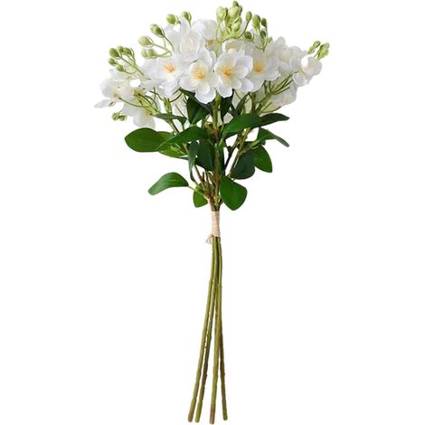 Fleur Artificielle - Jasmin Synthétique à 5 Branches - Décoration Intérieure pour Mariage Photographie Studio et Aménagement Floral - Blanc - 39 x 18 cm - 1 Pièce (1/5)