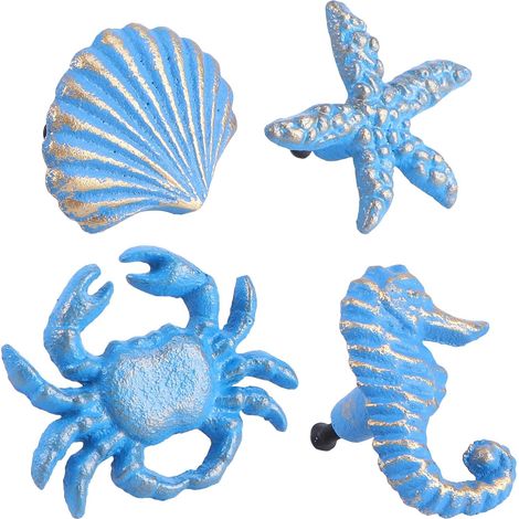 Bouton de style océan en fonte bleue, lot 4, couleur aléatoire (1/5)
