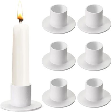 CCYKXA Bougeoir pour Bougies Bâtons Chandelier pour Bougies de Table Douilles pour Bougies en Métal Blanc Porte-Bougies pour Décoration de Salon Salle à Manger Chambre à Coucher (6, Blanc) (1/4)