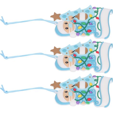 3er-Set Weihnachtsbaum-Masken-Schneemann-Anhänger, niedliches, exquisites PVC mit Schleifenband, Weihnachtsdekoration X2163 Blau (1/5)