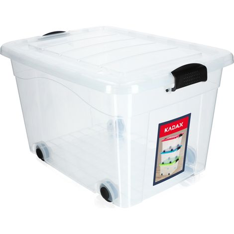 KADAX Kunststoffbehälter mit Rollen, Aufbewahrungsbox aus Kunststoff 60L (1/4)