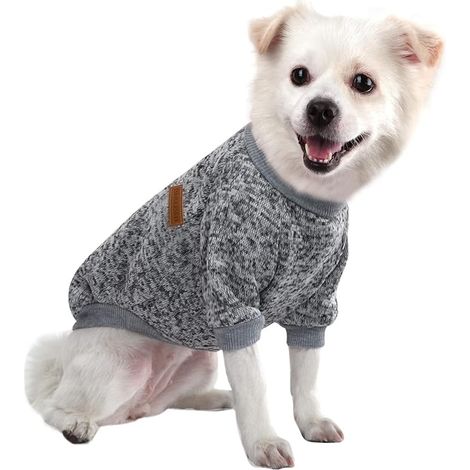 Pull Chien Petite Taille Pull-Overs pour Chiens Sweat pour Chien Pull pour Chihuahua, Texture Douce, élastique Facile à Porter, Couleurs Vives (Gris) (1/5)