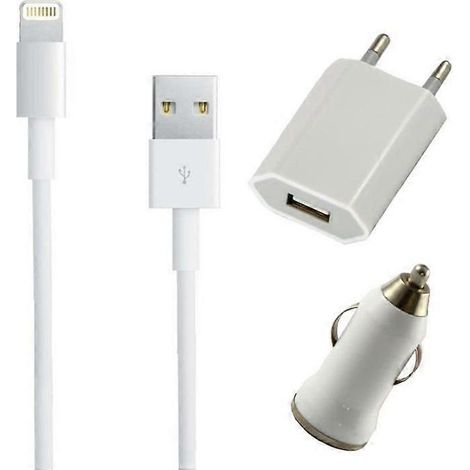 Chargeur 3 en 1 - Compatible avec iOS XS Max, XR, XS, X, 8 Plus, 8, 7 Plus, 7, 6 Plus, 6, 5 et SE - Blanc (1/5)