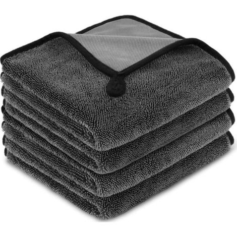 Chiffon Microfibre Voiture, 4pcs 40 40cm Chiffons de Nettoyage en Microfibre Doux, Ultra Absorbant, pour Séchage, Chiffons , (1/4)