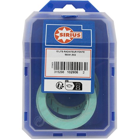 Boite de 15 joints nitrile pour radiateur fonte 41,5 x 56 x 2 mm – Température maxi 250°C – Pour installations thermiques – Sirius