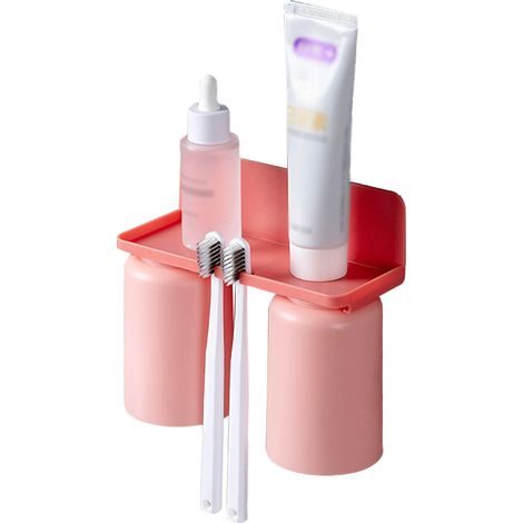 Support Pour Brosse À Dents - Murale Sans Perçage - Adhésif Fort - 16,5 x 15 cm - Pour Salle De Bain Et Petit Espace (1/5)