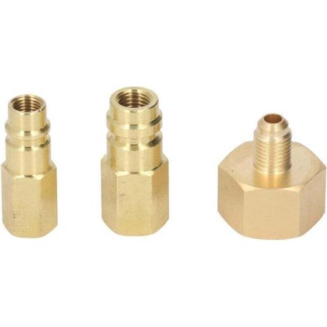 Adaptateur de climatiseur, pièces de conversion pour adaptateur de rénovation, raccord doré haut/bas, interrupteur haute résistance, filetage femelle 1/4 po, cuivre pour R134A (1/4)