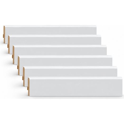 Forestea – Lot de 6 plinthes MDF blanc clipsables 2400 x 80 x 12 mm – Label PEFC 70 % – Pose facile et rapide – Finition soignée