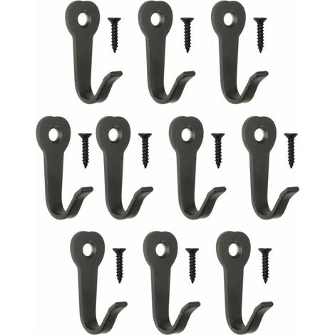 40 x 22 mm, noir,Lot de 10 crochets classiques pour vestiaires, crochets en fer, crochets métalliques, crochets pour photos, style vintage maison de campagne rétro (1/5)