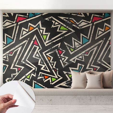 Papier peint autocollant adhésif décoratif avec motifs pour salon et chambre a motif Géométrie énergique 208x146 cm (1/5)