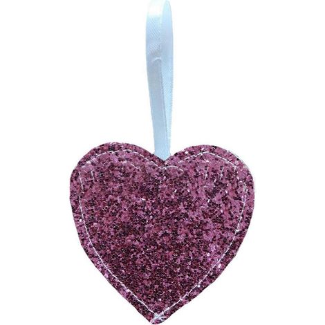 Herzförmige Stoffornamente, Weihnachtsbaumschmuck, Pailletten, Valentinstag, Rosa, Rot (1/5)