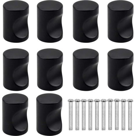 10PCS Black Drawer Door Handle, Furniture Knob, Single Hole Round Drawer Knobs, Modern Door Knobs, Furniture Handles for Cupboard, Wardrobe, Kitchen, Children's Room (Black) (1/5)