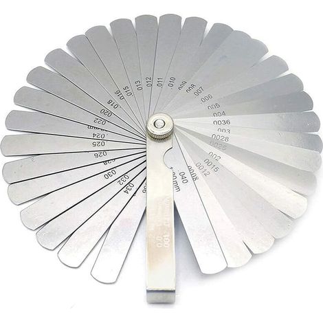Jauges d'Épaisseur, 32 Lames Jauge d'Épaisseur en Acier, Jauge d'Épaisseur Métrique, Impérial, pour Mesurer La Largeur de Fente, Les Tailles d'Épaisseur (0,02-1,00 mm)