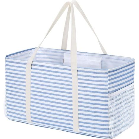 Grand Sac de Courses et Cabas 46 L, Panier Course Pliable avec Cadre en Fil Métallique et Poignées (1/5)
