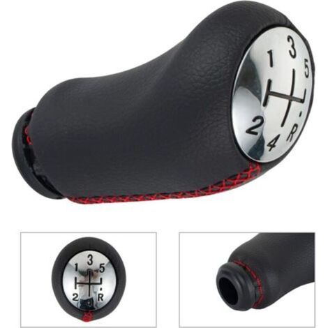 5 Vitesses Pommeau de Levier de Vitesse Cuir Compatible Pour Renault Clio iii 2005-2009 (Rouge)