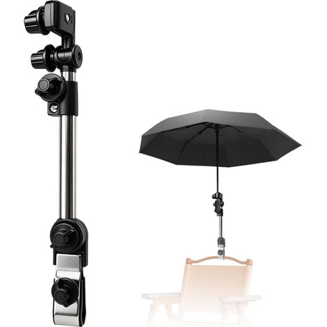 Support de parasol réglable multi-angle pour chaise, fixation universelle à clipser pour protection contre le soleil et la pluie, support de parasol pour chaise de plage et de camping (1/5)