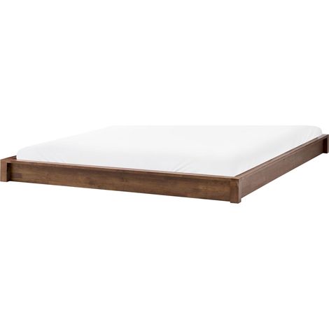 Letto con rete minimalista in legno 180 x 200 cm senza testiera marrone scuro Antras