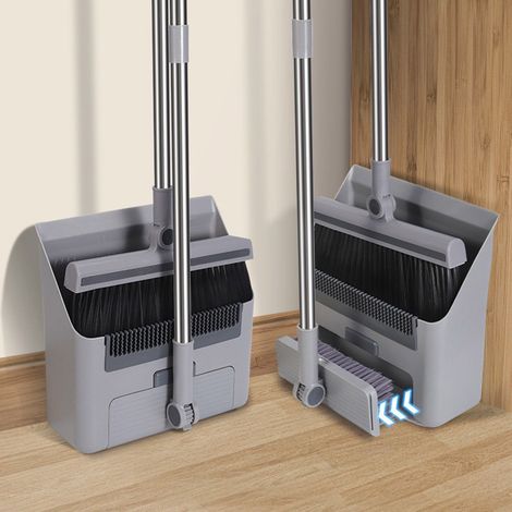 Balai Et Lot De Raclette 3-en-1 Avec Manche En Acier Inoxydable Pour Salle De Séjour Cuisine Bureau Jardin - 1 Pièce (1/5)