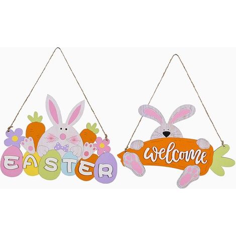 6 colgadores de puerta de Pascua – 2 etiquetas de Pascua, camión de primavera (1/5)