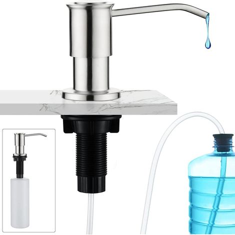 Dispensador de jabón para fregadero de cocina, dispensador de jabón independiente, dispensador de jabón empotrado para fregadero, níquel cepillado. (1/5)