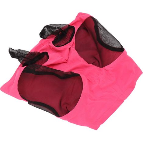 [Masque anti-insectes pour cheval] Masque facial élastique respirant avec protection des oreilles, tissu maillé, rose, 44x36cm (1/4)
