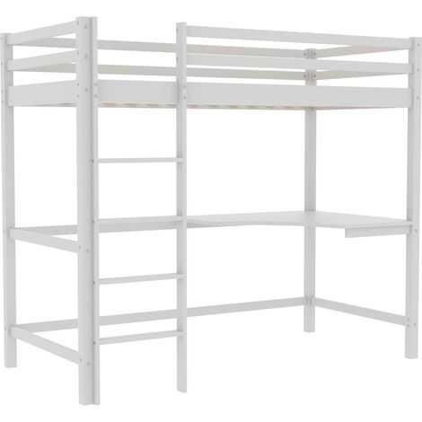 Sydney 3ft Single Wood Bunk Bed With Desk, 90 x 190 cm, White (1/5)