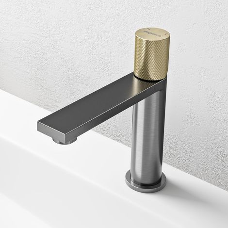 doporro Grifo de Lavabo de Acero Inoxidable 304, Acabado Gris, Cartucho Cerámico, Altura 18 cm, Aireador Desmontable, Fino-01 (1/5)