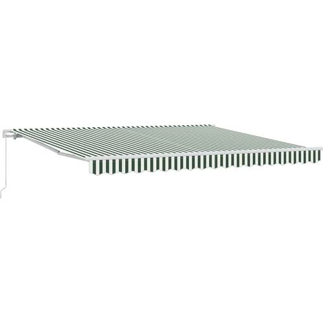 vidaXL Tenda Retrattile Verde e Bianco 400 × 300 cm (1/5)