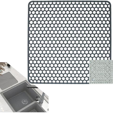 Tapis de Protection en Silicone pour évier Cuisine, 34.5 34.5cm D'évier, D'évier Cuisine,avec Brosses Nettoyage,Pliables Résistants à la Chaleur Antidérapants - 34.5x34.5cm'34.5x34.5cm'-'34.5x34.5cm (1/5)
