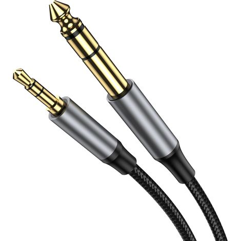 1/4 à 1/8 câble stéréo câble audio 2M, 1/8 à quart de pouce TRS 6.35mm Y splitter guitare AMP cordon auxiliaire pour guitare, appareils de cinéma à domicile, smartphones et amplificateurs. (1/5)