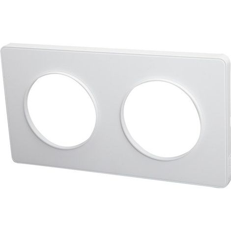 Schneider Electric – Plaque de finition clipsable 2 postes – Gamme Odace – Entraixes Ø 71 mm – Finition blanche mate – Pour installations modernes