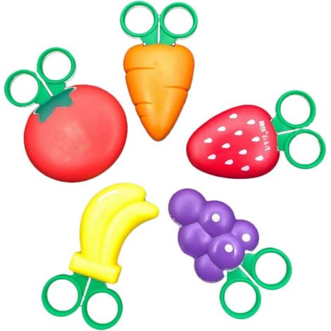 5 pcs enfants ciseaux de sécurité ciseaux magnétiques en forme de fruits de protection pour enfants maternelle (1/5)