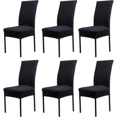 Set di 6 coprisedie elasticizzati universali (neri) - Moderni - Neri (1/3)
