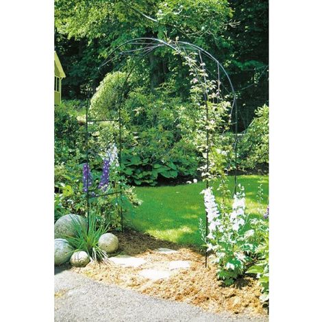 Oregon Arch Hardstanding Garden Archway - Solid Steel - L53 x W152 x H239 cm - Black