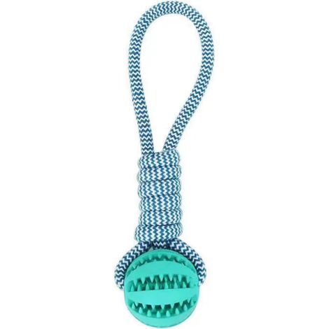 Balle distributrice de friandises interactive avec corde, jouet à mâcher en caoutchouc résistant, jouet d'entraînement à la traction et au rapport, jouet distributeur de friandises lent pour tous les (1/5)