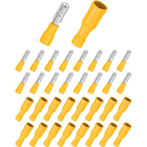 cosses de câble 4 6 mm² connecteurs ronds jaunes et rondes à sertir isolés pour voiture Lot de 100 (1/4)