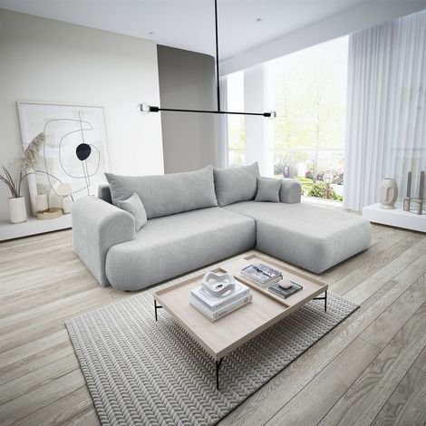 Ecksofa Schlafsofa ANIKE Stoff Now or Never Grau Ottomane Rechts (1/5)