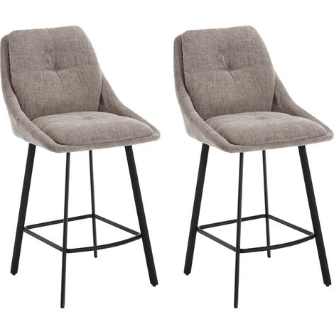 Wahson Office Chairs – Lot de 2 tabourets de bar avec coussins en chenille – Pieds en métal robustes – Hauteur 100cm – Pour cuisine et îlot central, gris (1/5)