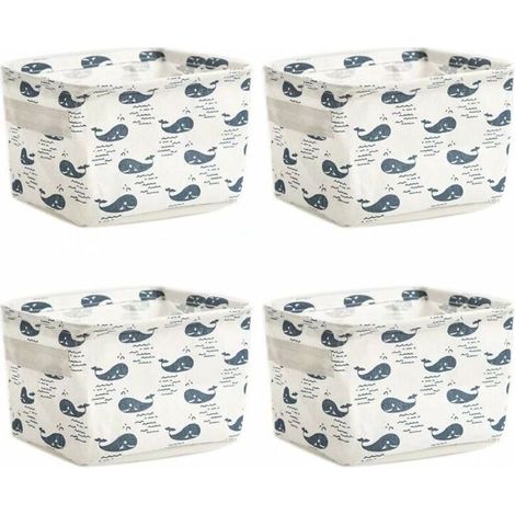 Set de 4 Mini Paniers de Rangement, Boîte de Rangement Pratique Tiroir en Tissu Lin Panier Stockage de Bureau Pliable Organisateur pour étagères et Bureau, Jouets, Llivres ou Maquillage