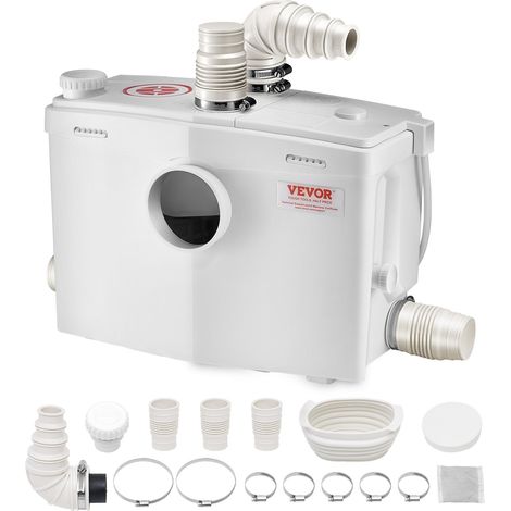 VEVOR Pompa Maceratrice per WC, 1200 W, Prevalenza 10 m, con 4 Ingressi per lAcqua, Macchina per lo Smaltimento delle Acque Reflue per WC, Seminterrato, Doccia, Lavandino, Lavanderia (1/5)
