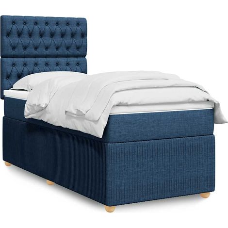 Boxspringbett mit Matratze Blau 100x200 cm Stoff