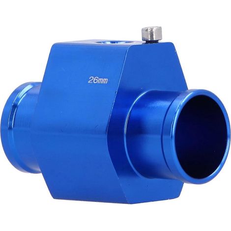 26-mm-Wassertemperatur-Verbindungsrohr, blauer Temperaturschlauchadapter, Aluminium, Autozubehör