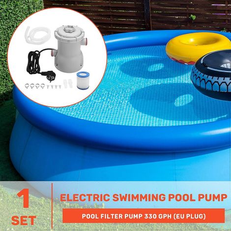 Pompe de filtration pour piscine, filtre électrique à palettes de 330 GPH, petite pompe de filtration pour piscine (prise UE) - JBMEDIA (1/4)