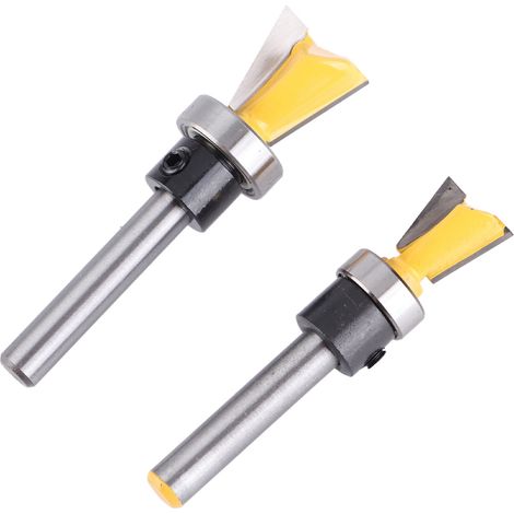 Lot de 2 fraises queue d'aronde avec roulement pour routage bois, tige 1/4 pouce, corps acier carbone et taille alliage (1/5)