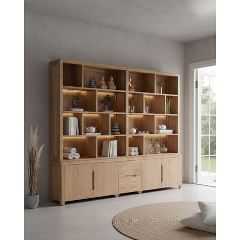 Orlya - Grande Bibliothèque en bois massif de mindi (1/5)
