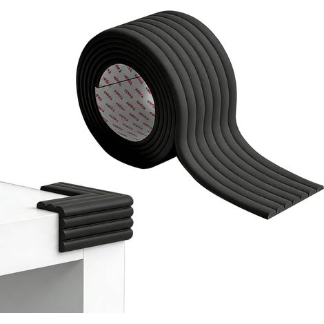 1 Pièces Universel Rouleau en Mousse, Coin de Table Protection Bebe, Protection Universelle Protecteur des Bords et Angles de Placard, Bande Protection Meuble, Noir, 2m (1/5)